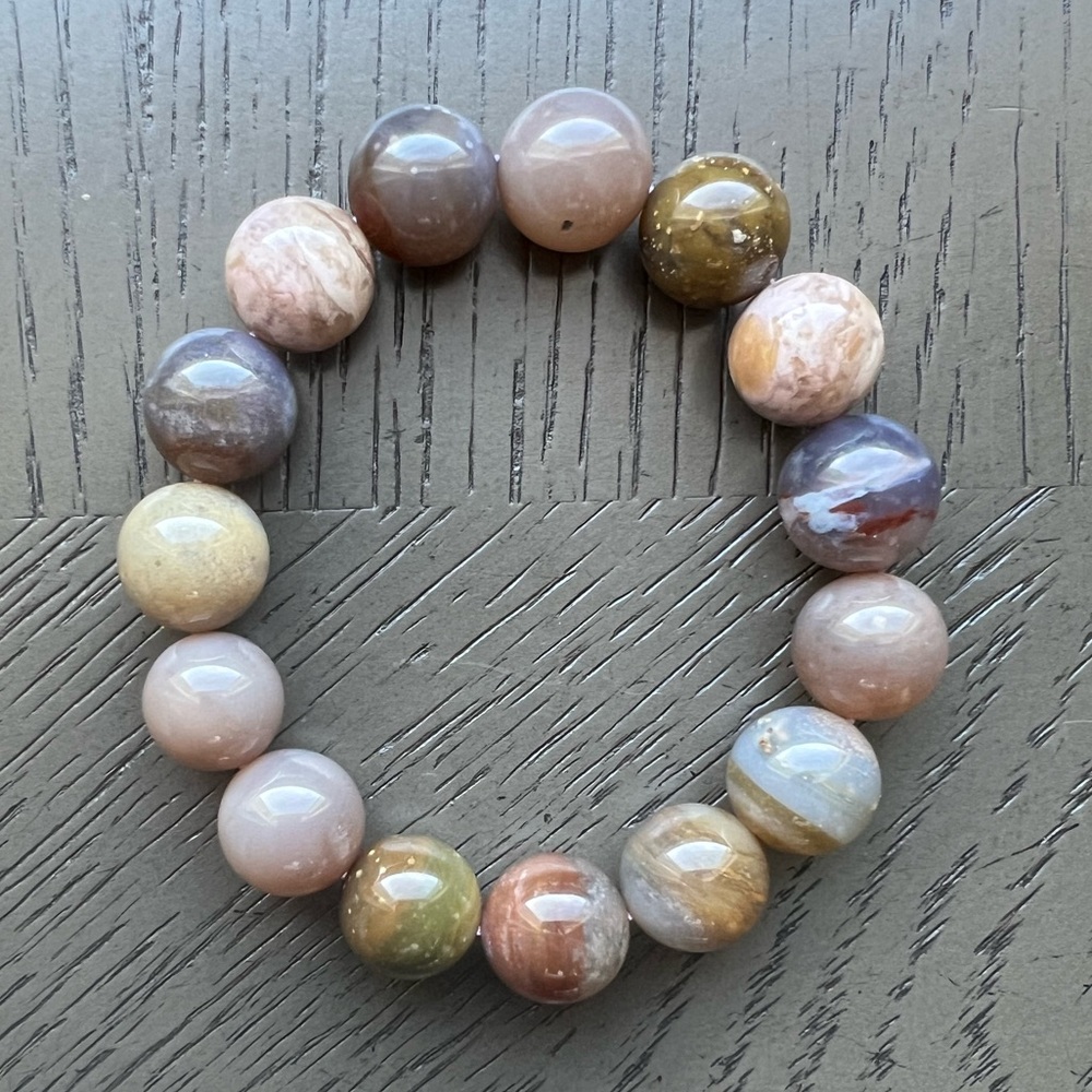Galaxy agate bracelet 14mm SIZE 6.75’